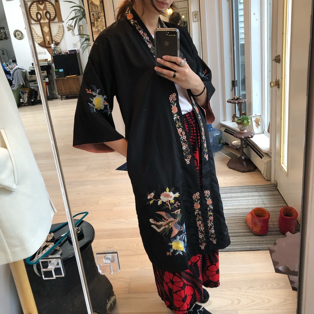Top shop Kimono, reversible, black/flamenco coral.